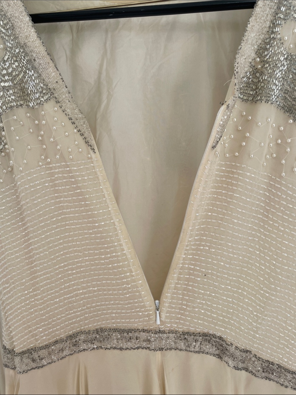 VINTAGE - OLEG CASSINI SILK BEADED DRESS - Picture 7 of 15
